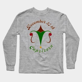 December 25th Capricorn - Xmas and Newton's birthday logo - Silver Background Long Sleeve T-Shirt